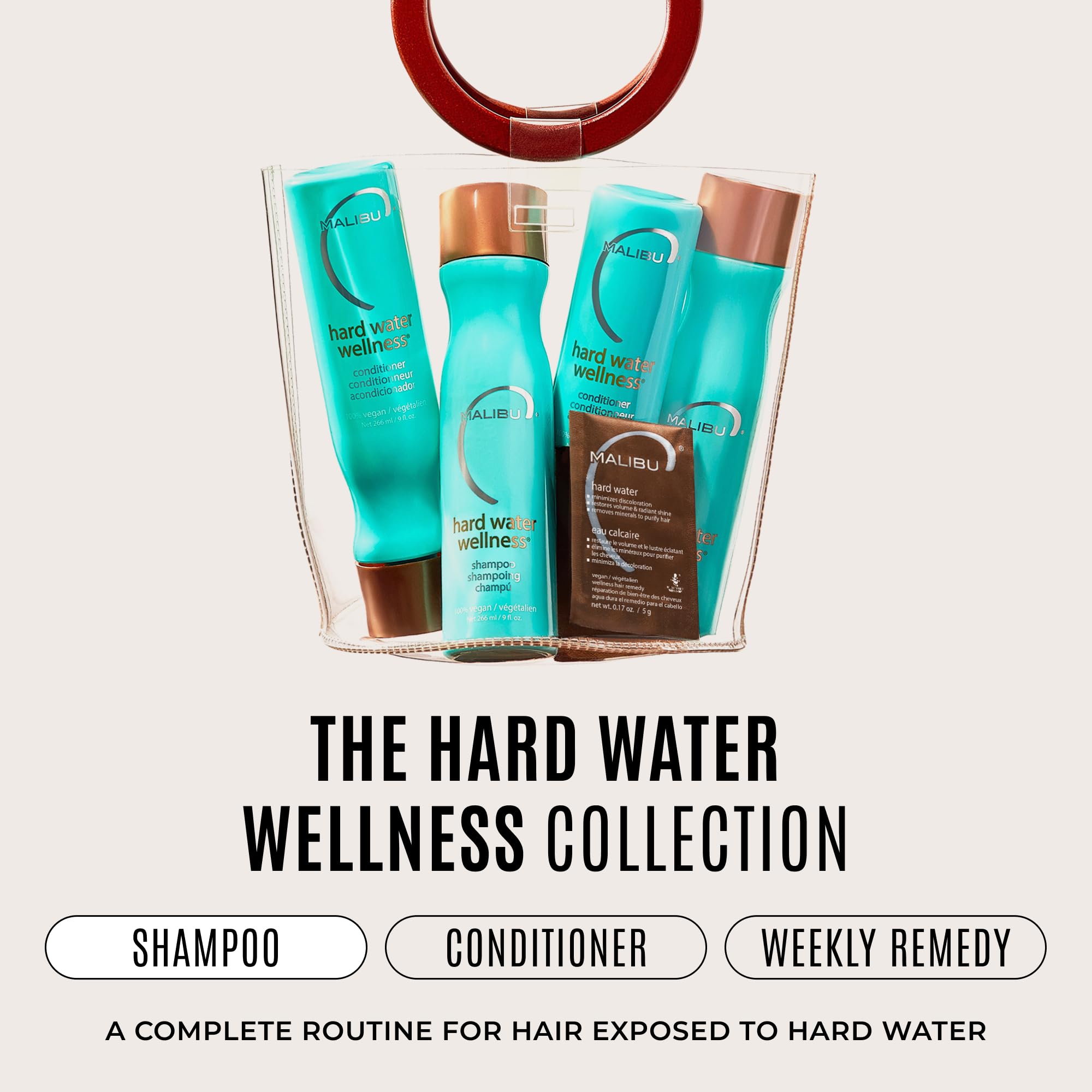 Malibu C label close-up highlighting vegan, sulfate-free, and cruelty-free product benefits