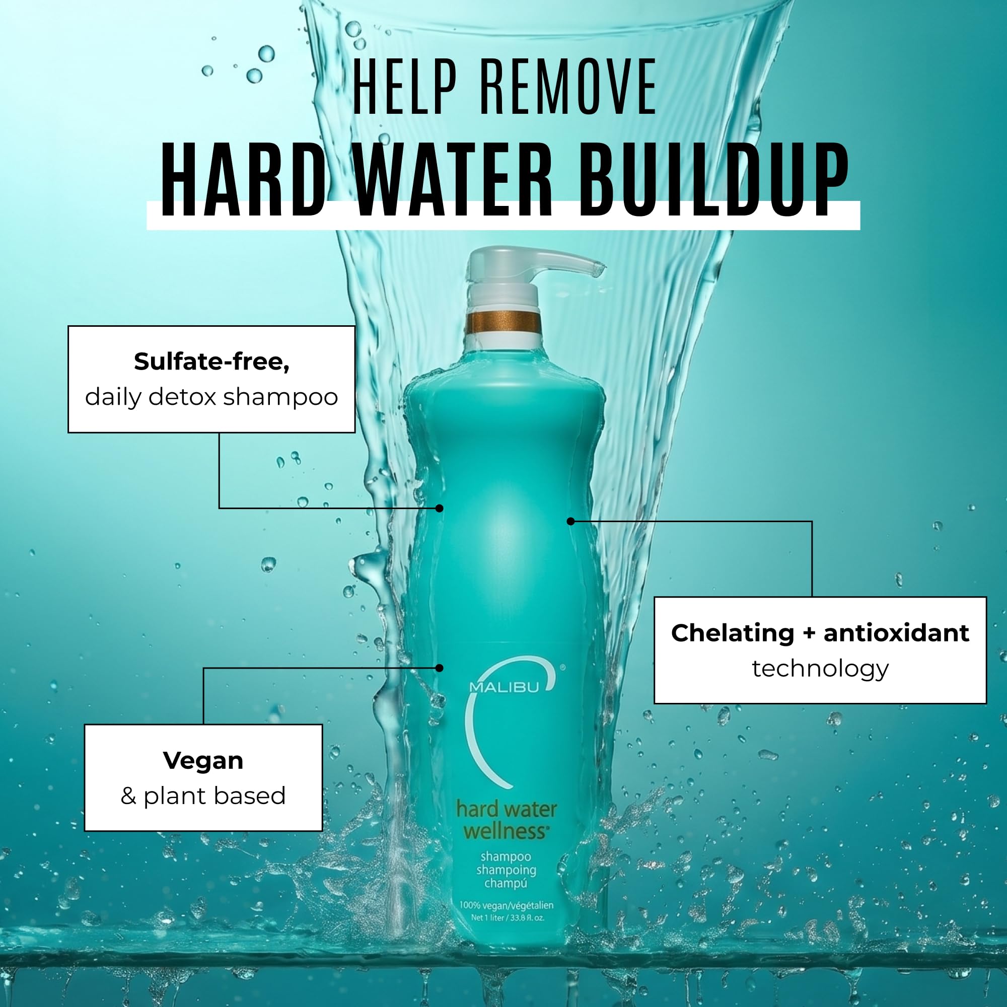Malibu C shampoo lather close-up showing lightweight foam that cleanses without stripping