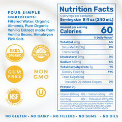 MALK carton pouring almond milk into glass, useful for making coffee and smoothies