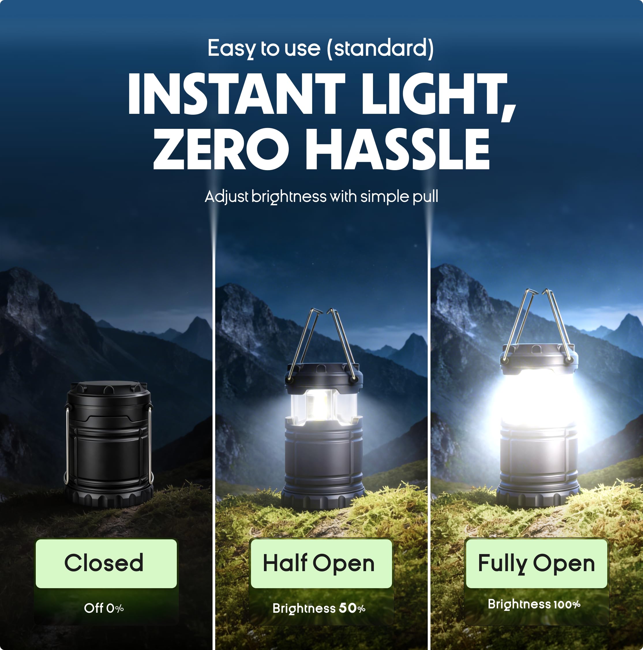 MalloMe inside tent providing even campsite lighting for comfortable use benefit