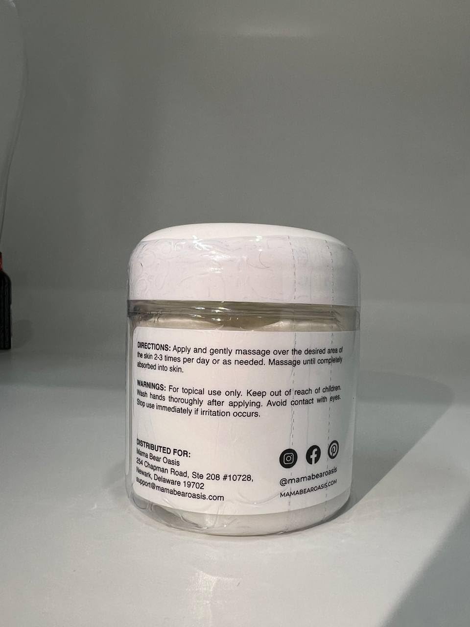 Mama Bear Oasis ingredient label highlighting magnesium and botanical blend