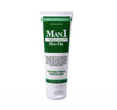 Man1 Man Oil front tube showing clean packaging and easy-dispense benefit