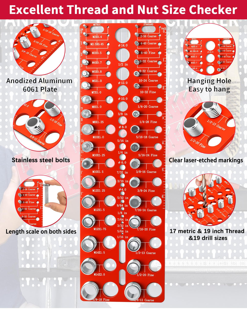 Manalete laser-etched scales and high-contrast labels for easy reading in the workshop
