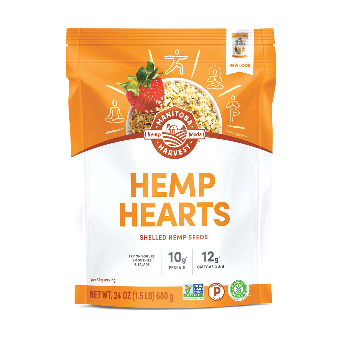Manitoba Harvest front package showing 24 oz bag and brand benefits