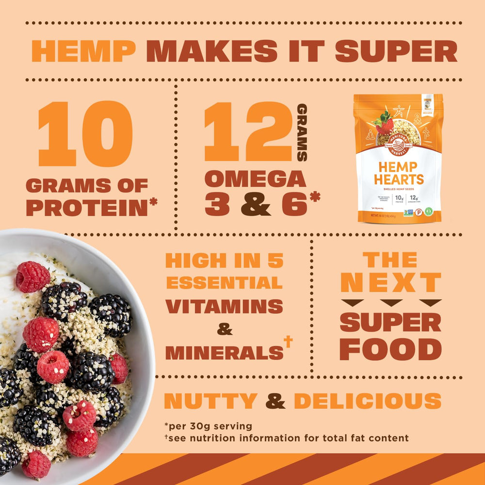 Manitoba Harvest hemp hearts blended into a smoothie for creaminess