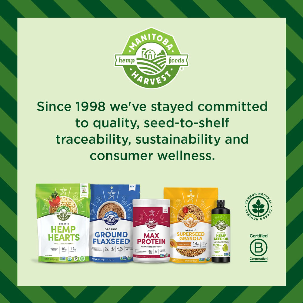 Manitoba Harvest bag on pantry shelf demonstrating shelf-stable storage benefit