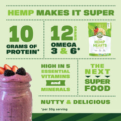 Manitoba Harvest blended in smoothie illustrating creamy protein boost benefit