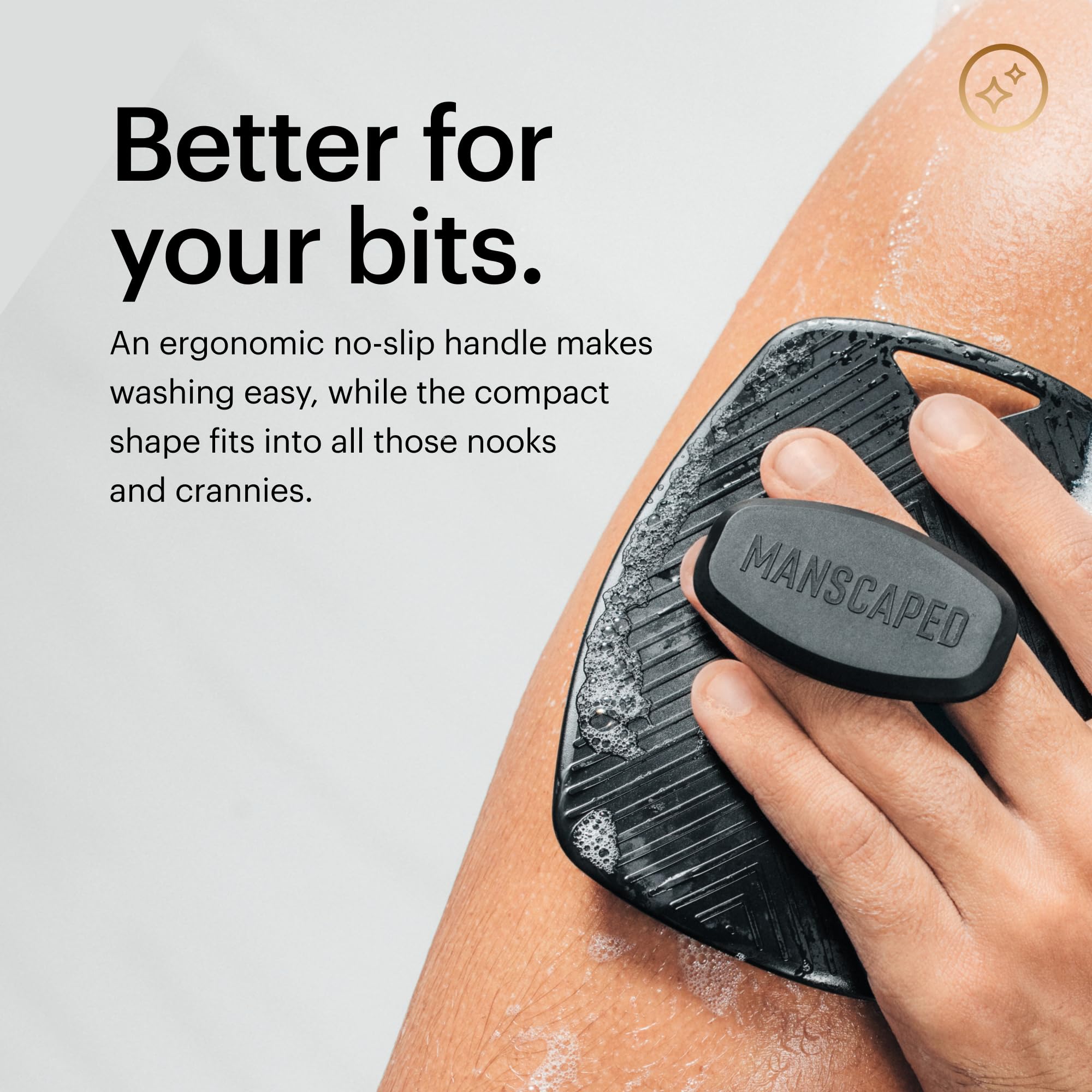 MANSCAPED hanging loop shown drying to reduce bacteria and speed airflow