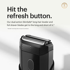 MANSCAPED held in hand to show compact scale and easy pocketability benefit