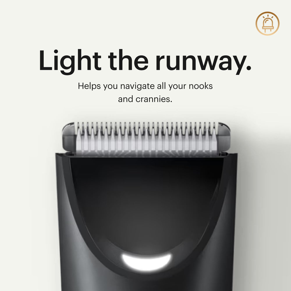 MANSCAPED built-in LED light highlighting hard-to-see grooming spots