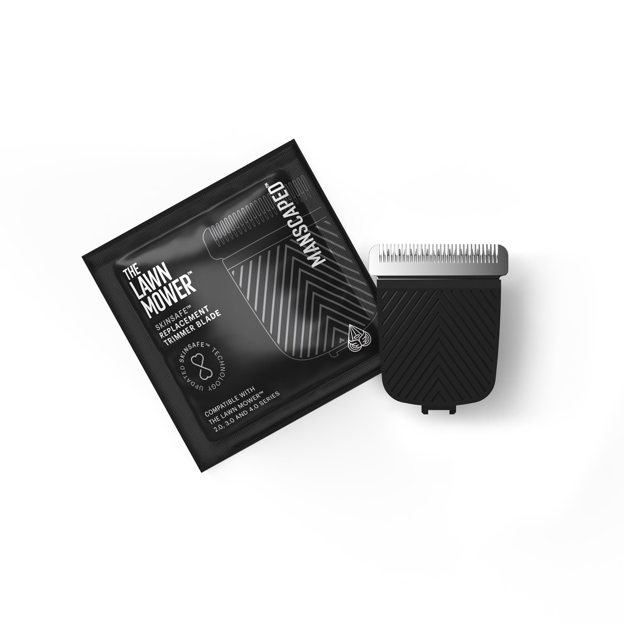 MANSCAPED SkinSafe front packaging showing replacement blade and benefits