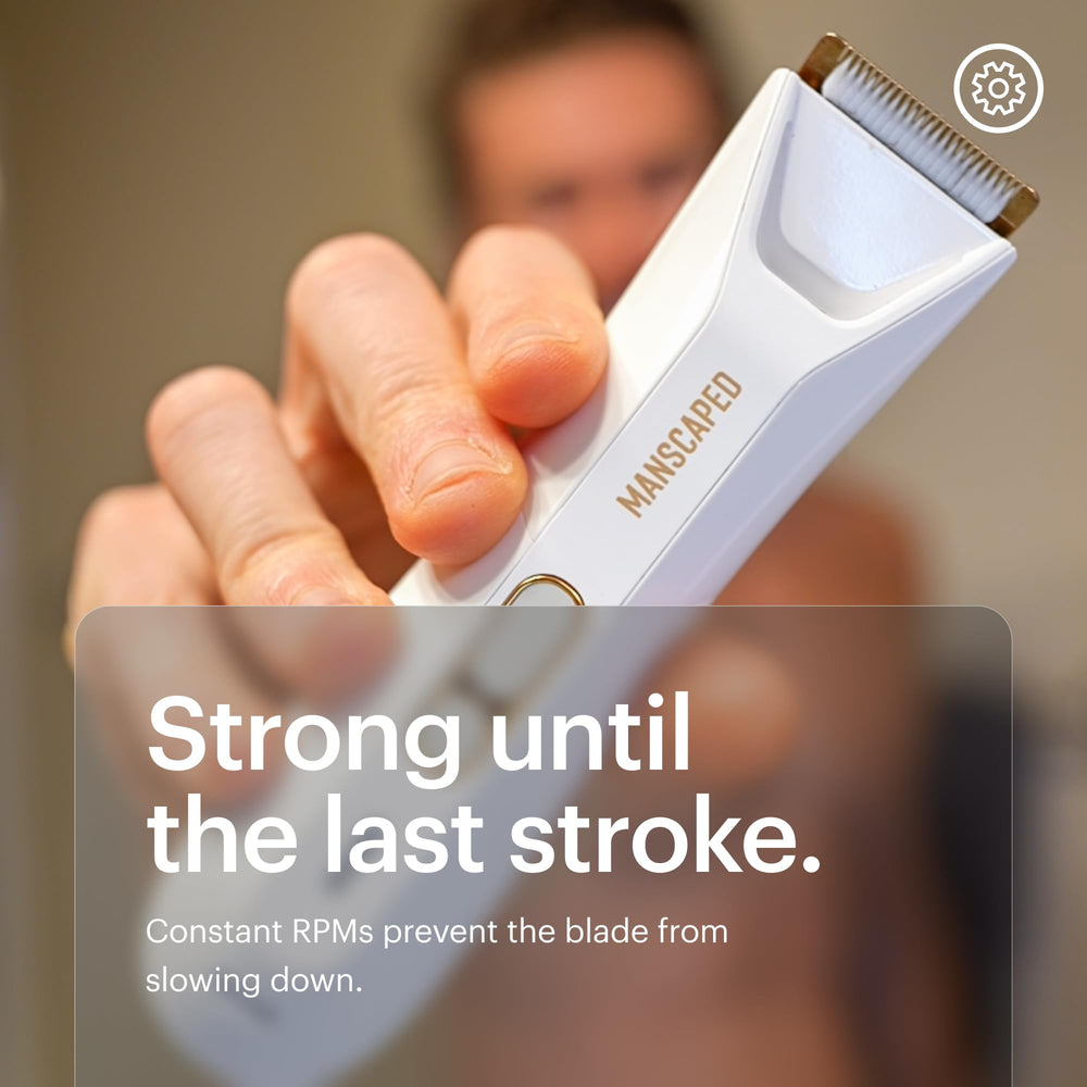 MANSCAPED trimmer used in shower demonstrating waterproof convenience