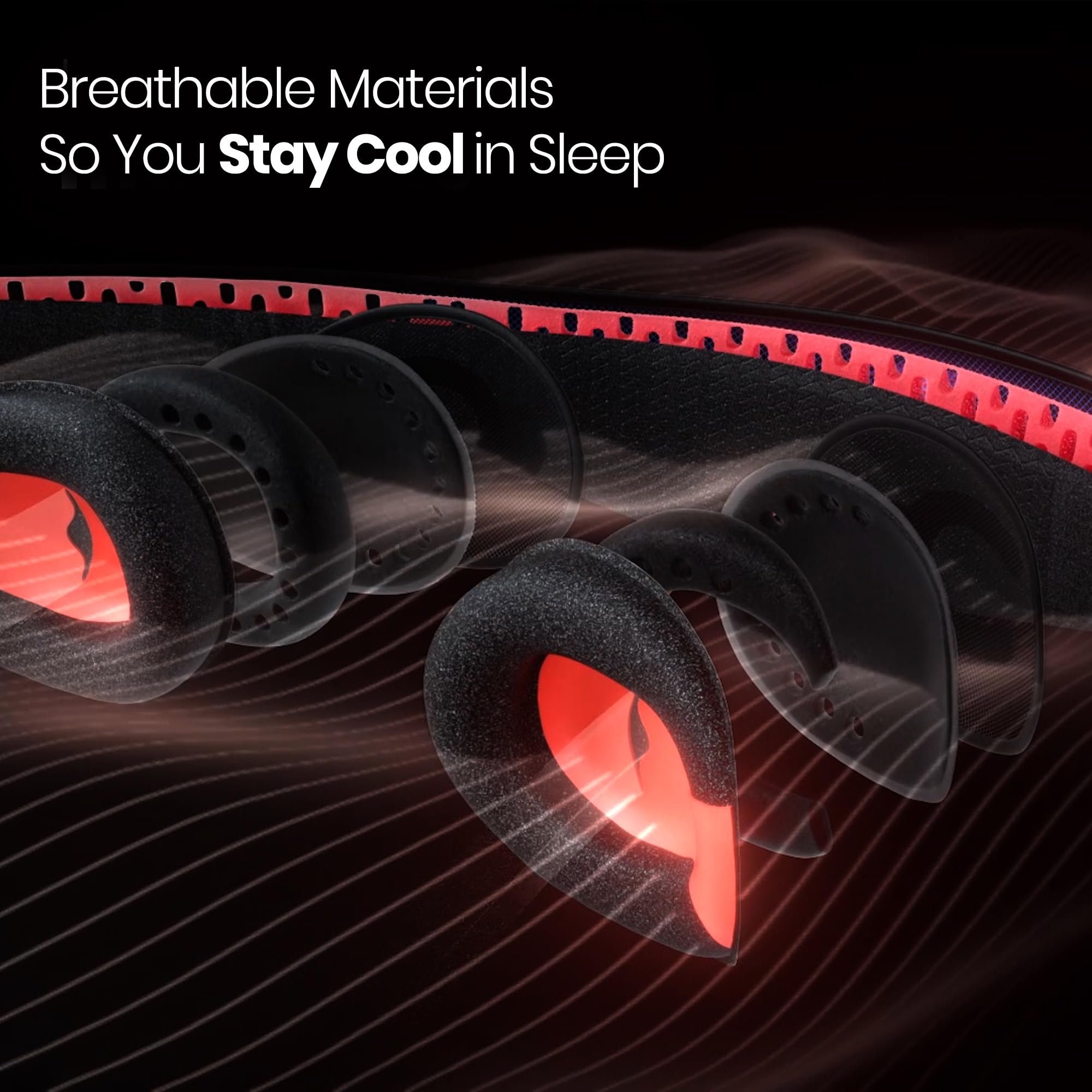 Manta Sleep mask in hand showing compact size for travel
