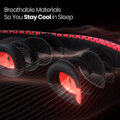 Manta Sleep mask in hand showing compact size for travel