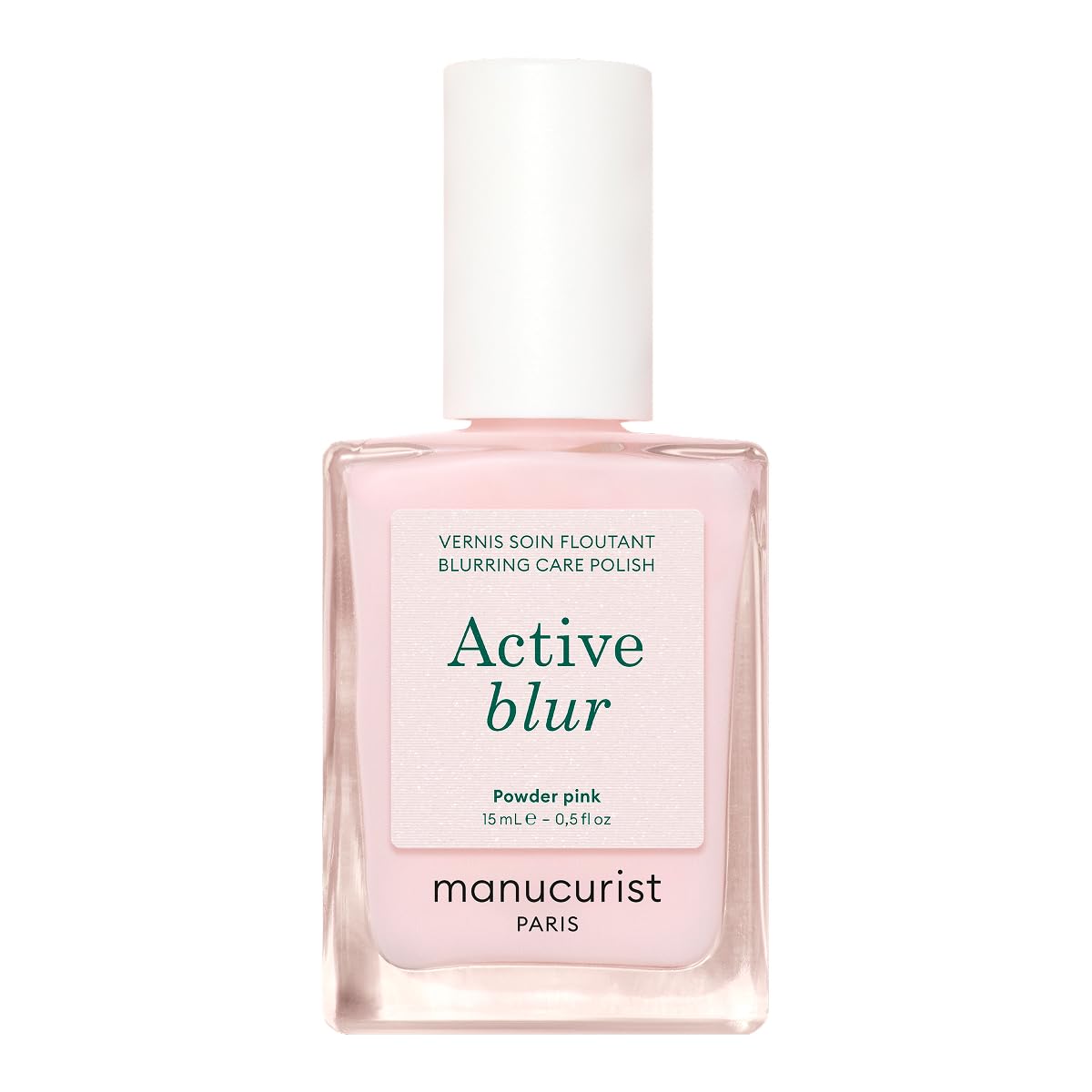 Manucurist bottle front packaging showing powder-pink matte polish benefit