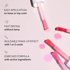 Manucurist swatch on fingernails demonstrating sheer cool-rose glow and shine