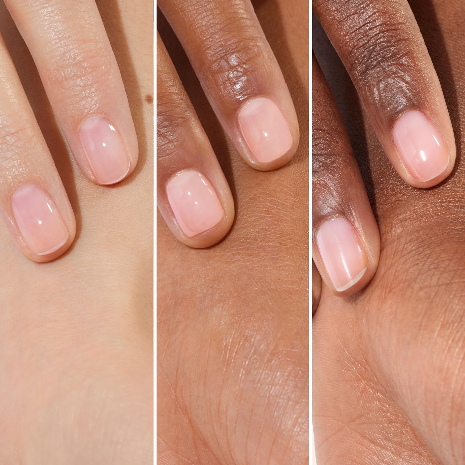 Manucurist on fingernails in everyday setting showing natural rosy-tinted glow