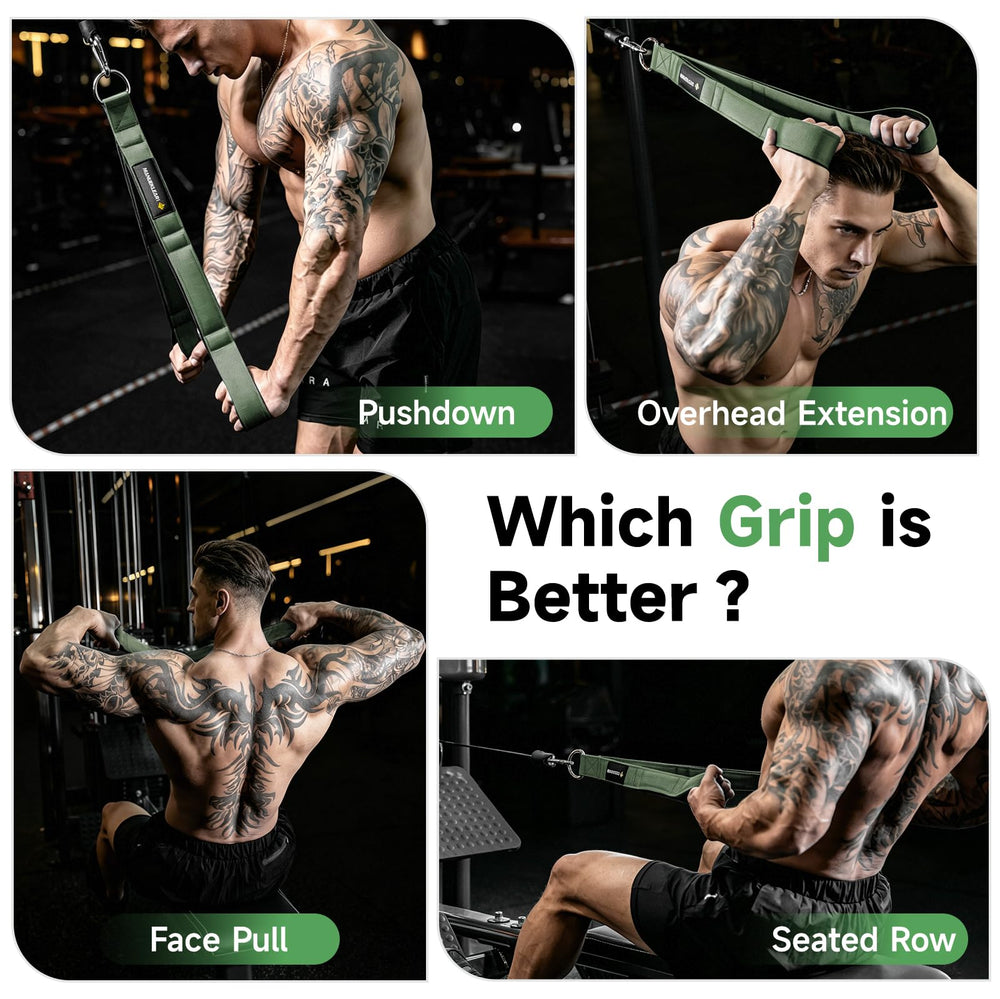 MANUEKLEAR in-use during tricep pushdown showing improved range of motion