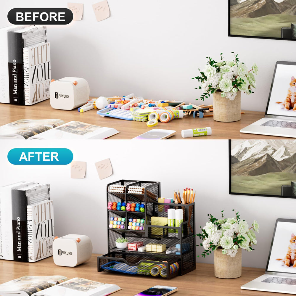 Marbrasse drawer open with paperclips and small items for concealed storage