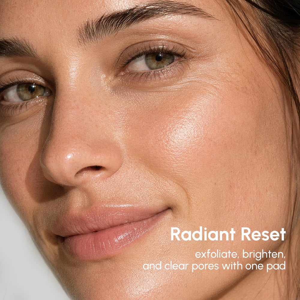 MAREE pad applied to cheek showing quick exfoliation step