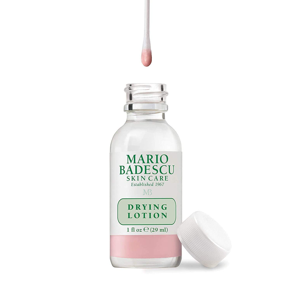 Mario Badescu drying lotion pink sediment close-up highlighting targeted overnight drying