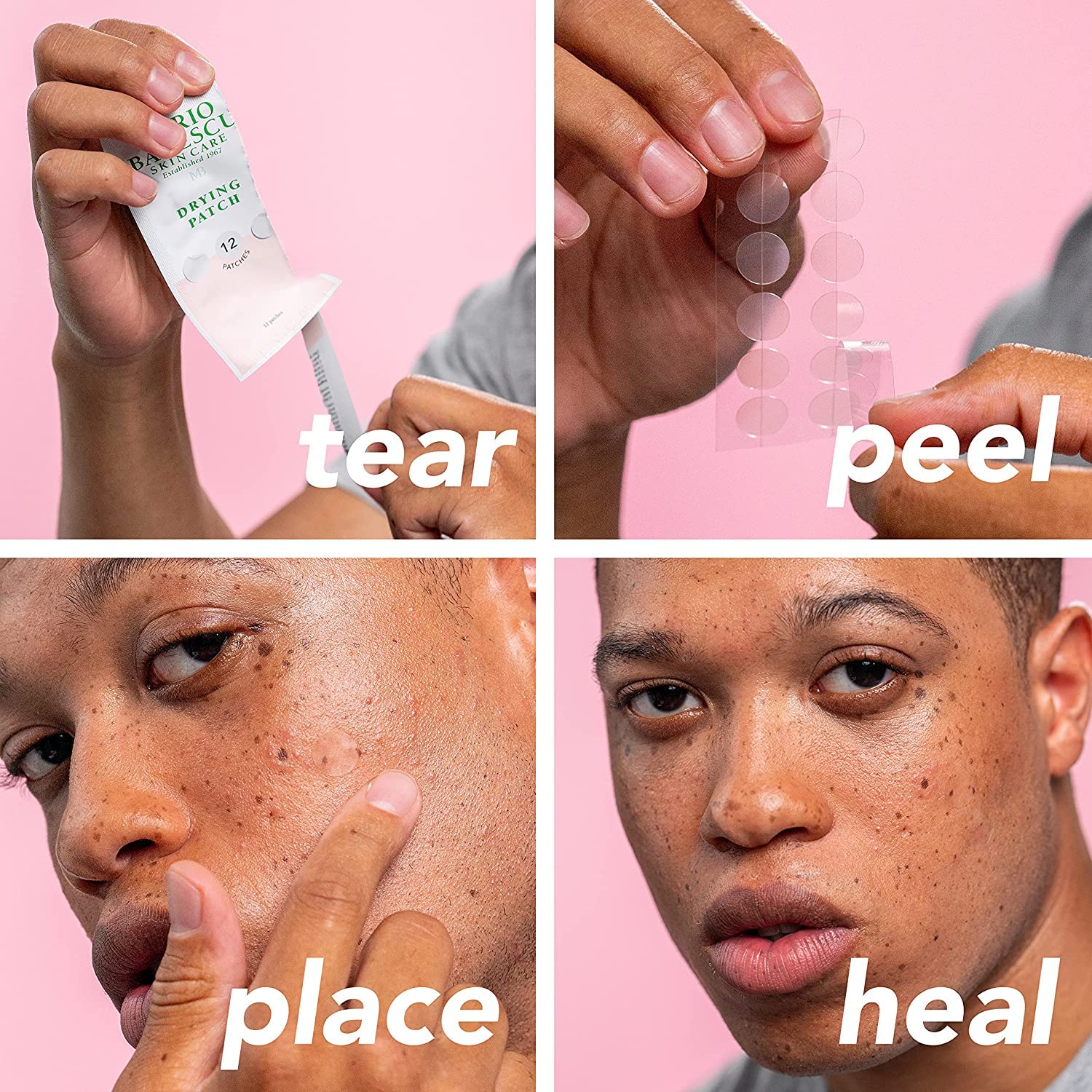 Mario Badescu cotton swab dipped into lotion sediment showing precision spot treatment