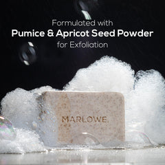 MARLOWE. soap lather in hand demonstrating rich foam and gentle cleansing