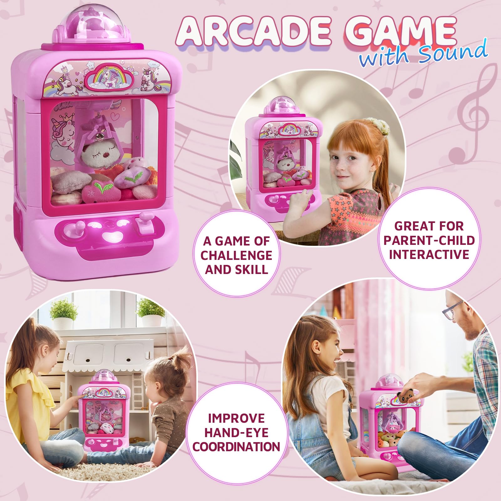 Marlrin child operating the claw machine at playtime, demonstrates fun interaction and concentration benefits