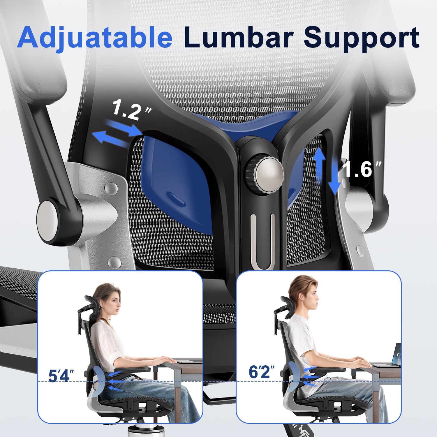 marrap lumbar adjustment mechanism visible for tailored lower-back support