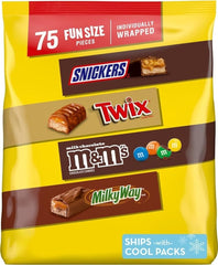 Mars front packaging showing the 75-count variety pack and easy storage benefit