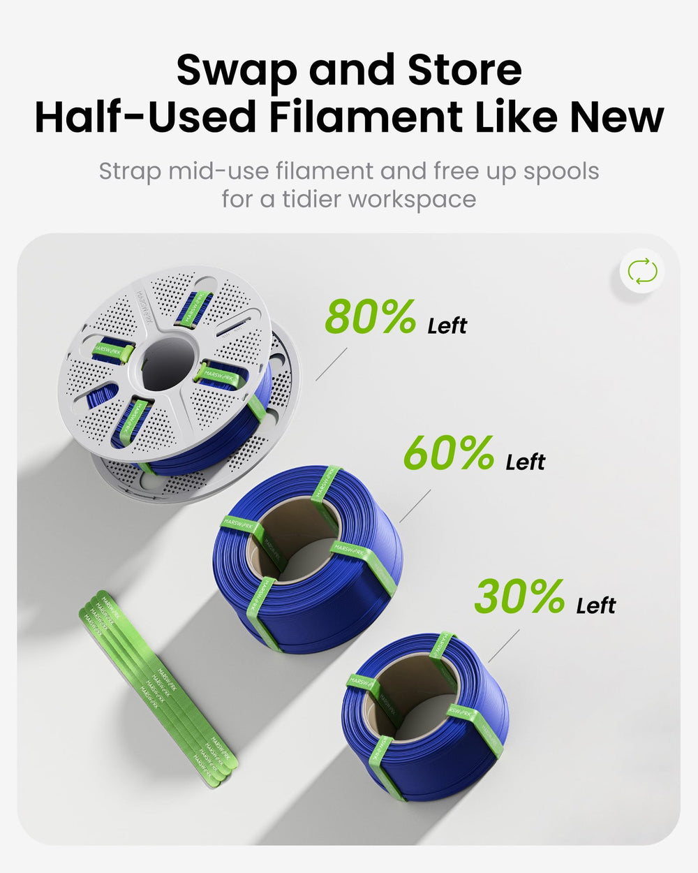 MarsWork spool mounted on a Bambu Lab printer in use to speed changeovers and reduce downtime