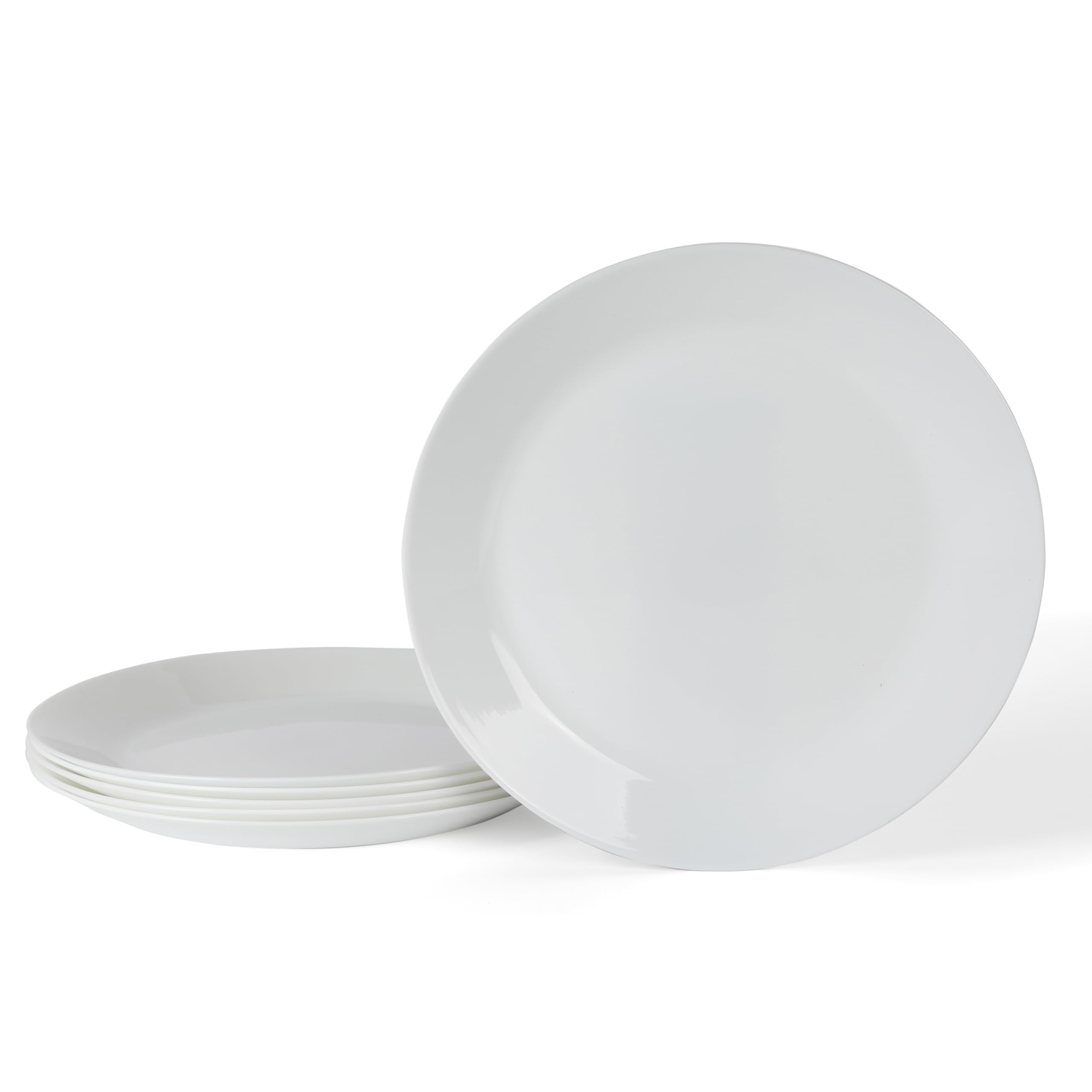 Martha Stewart front view of white 10-inch opal glass plate shows clean finish and durability