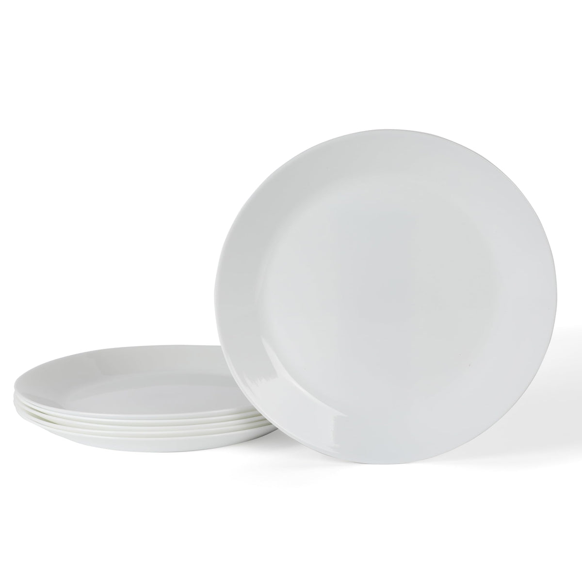 Martha Stewart front view of white 10-inch opal glass plate shows clean finish and durability