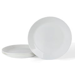 Martha Stewart front view of white 10-inch opal glass plate shows clean finish and durability
