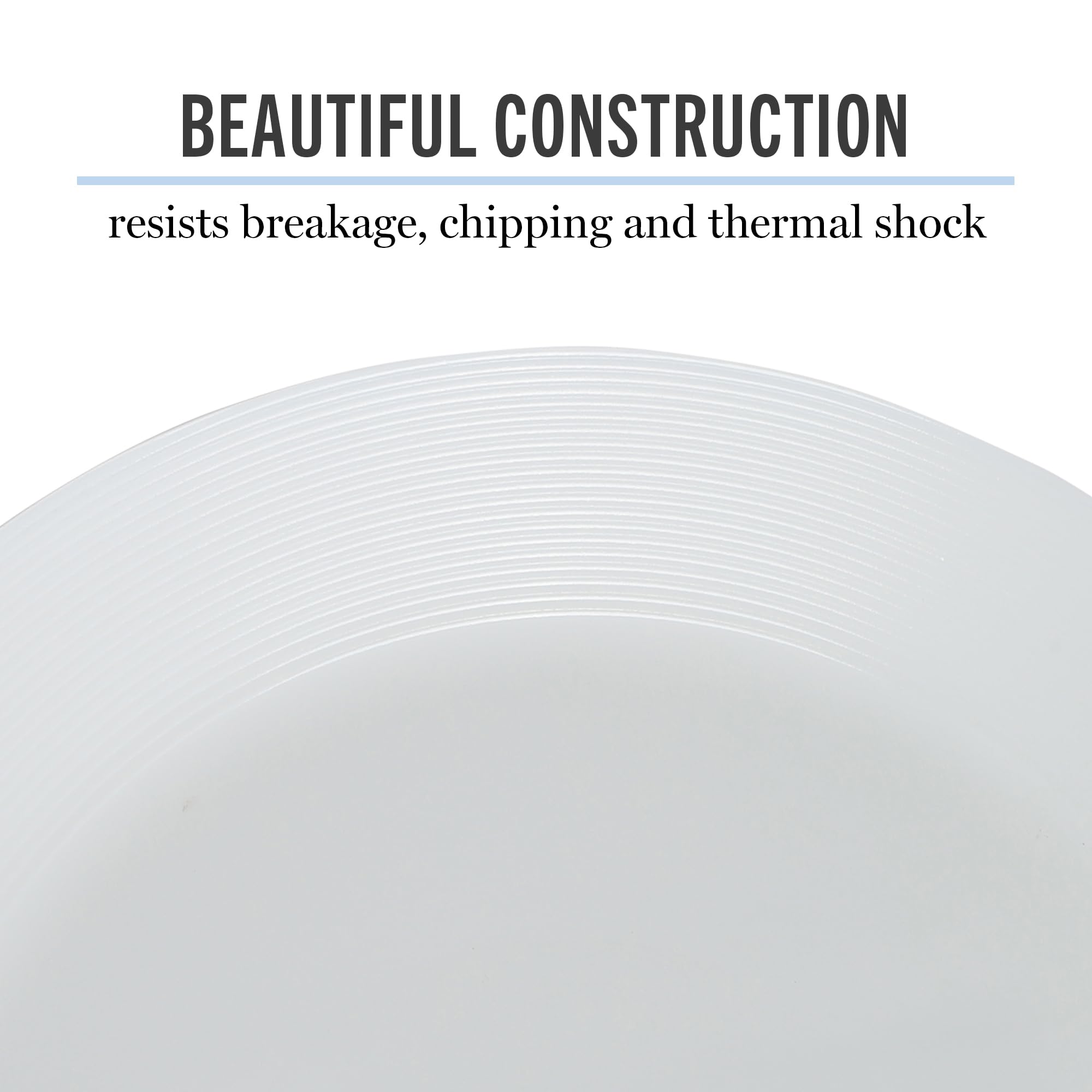 Martha Stewart plated meal on table showing how white plate complements various table settings