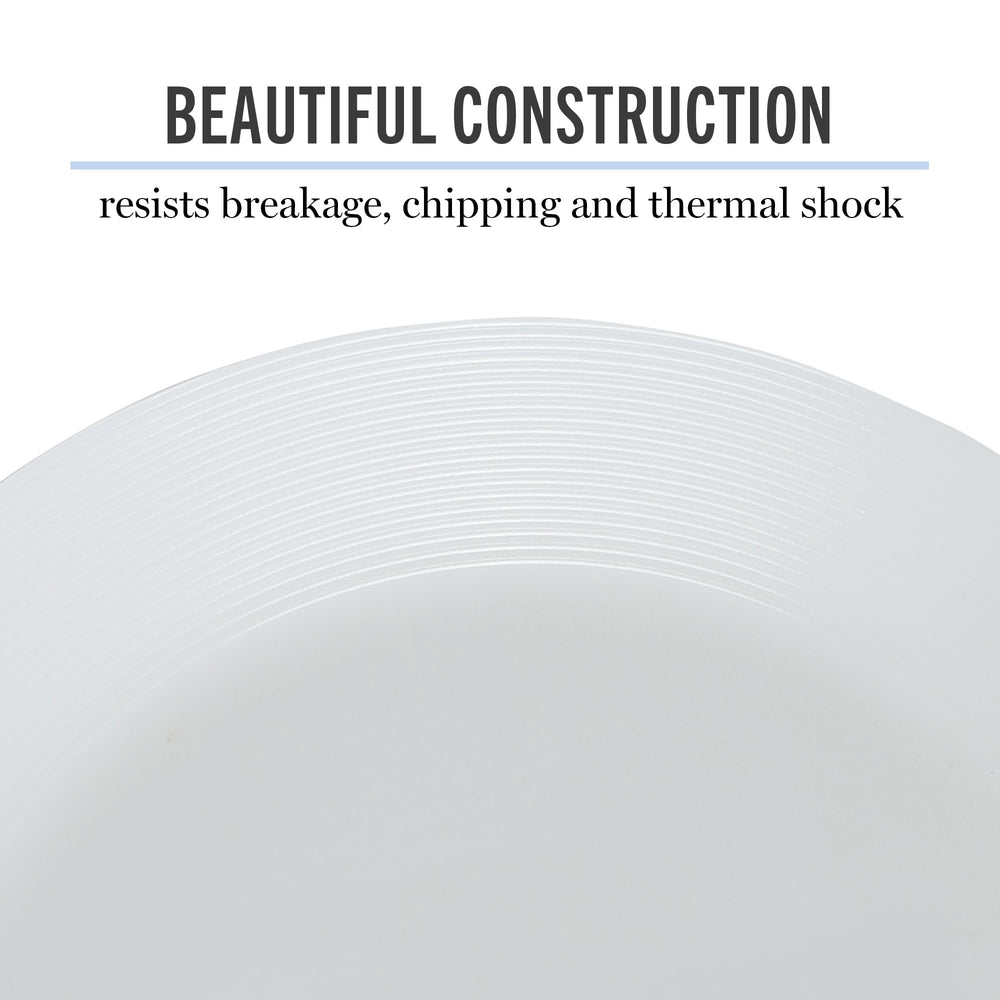 Martha Stewart plated meal on table showing how white plate complements various table settings