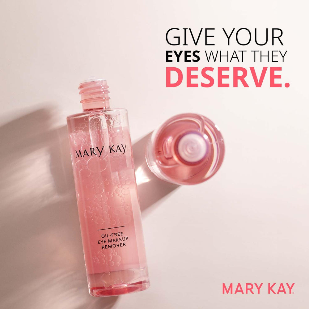 Mary Kay bottle in hand to show 3.75 fl oz size for travel-friendly convenience