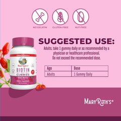 MARYRUTH'S ingredients label view emphasizing biotin, folate, B12 and zinc content