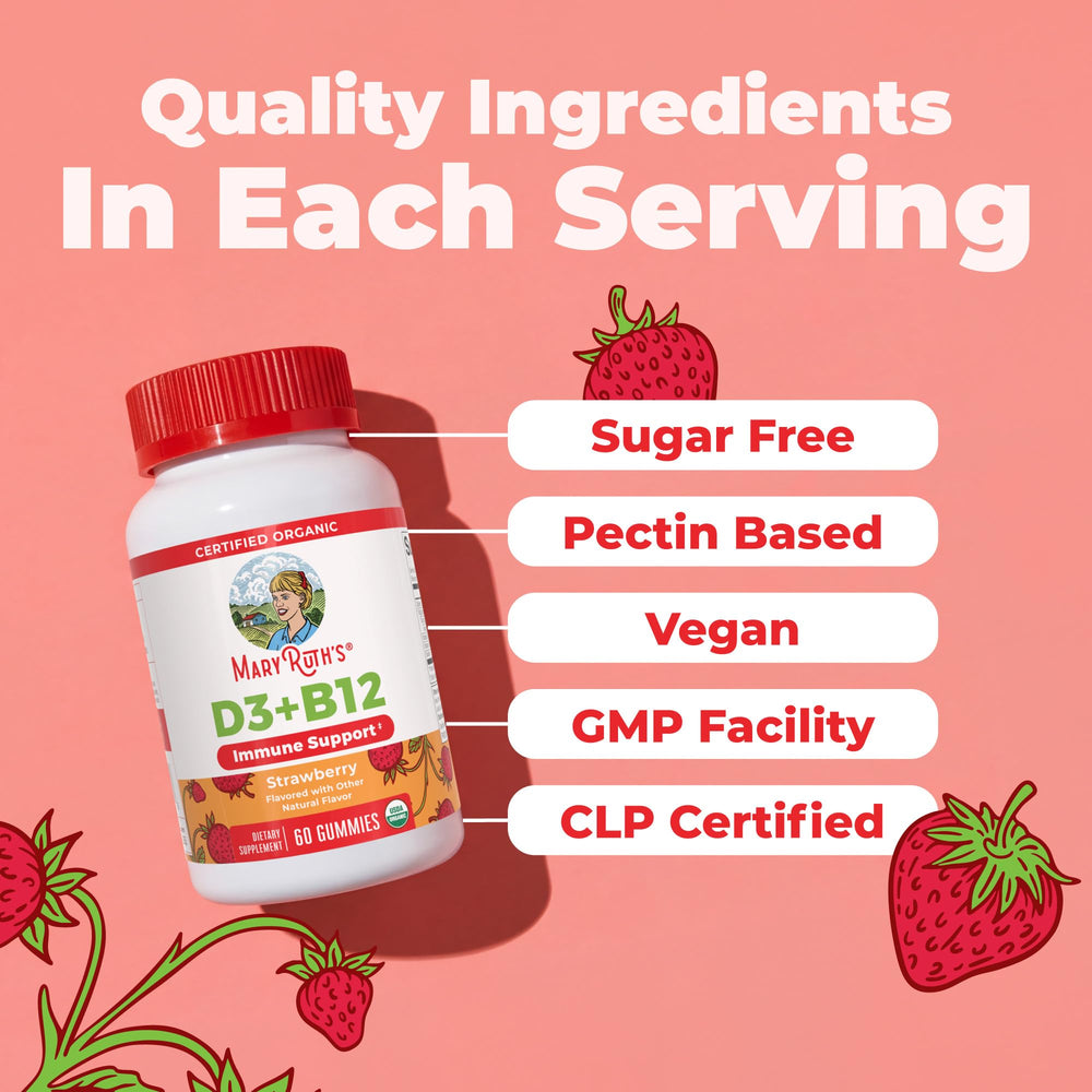 MARYRUTH'S open bottle with gummies spilling to illustrate two-month supply