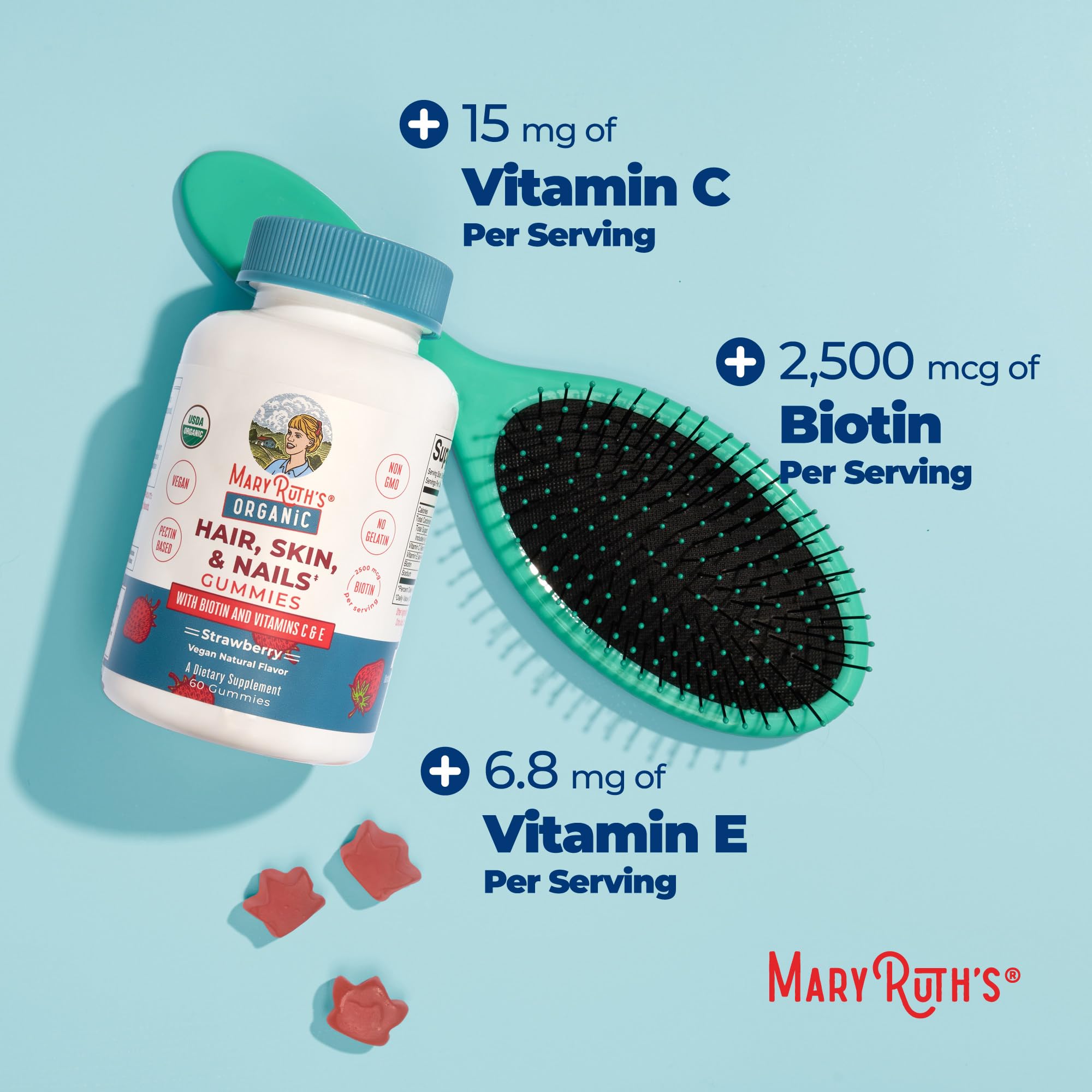 MARYRUTH'S crown-shaped gummy detail emphasizing fun shape and chewable appeal