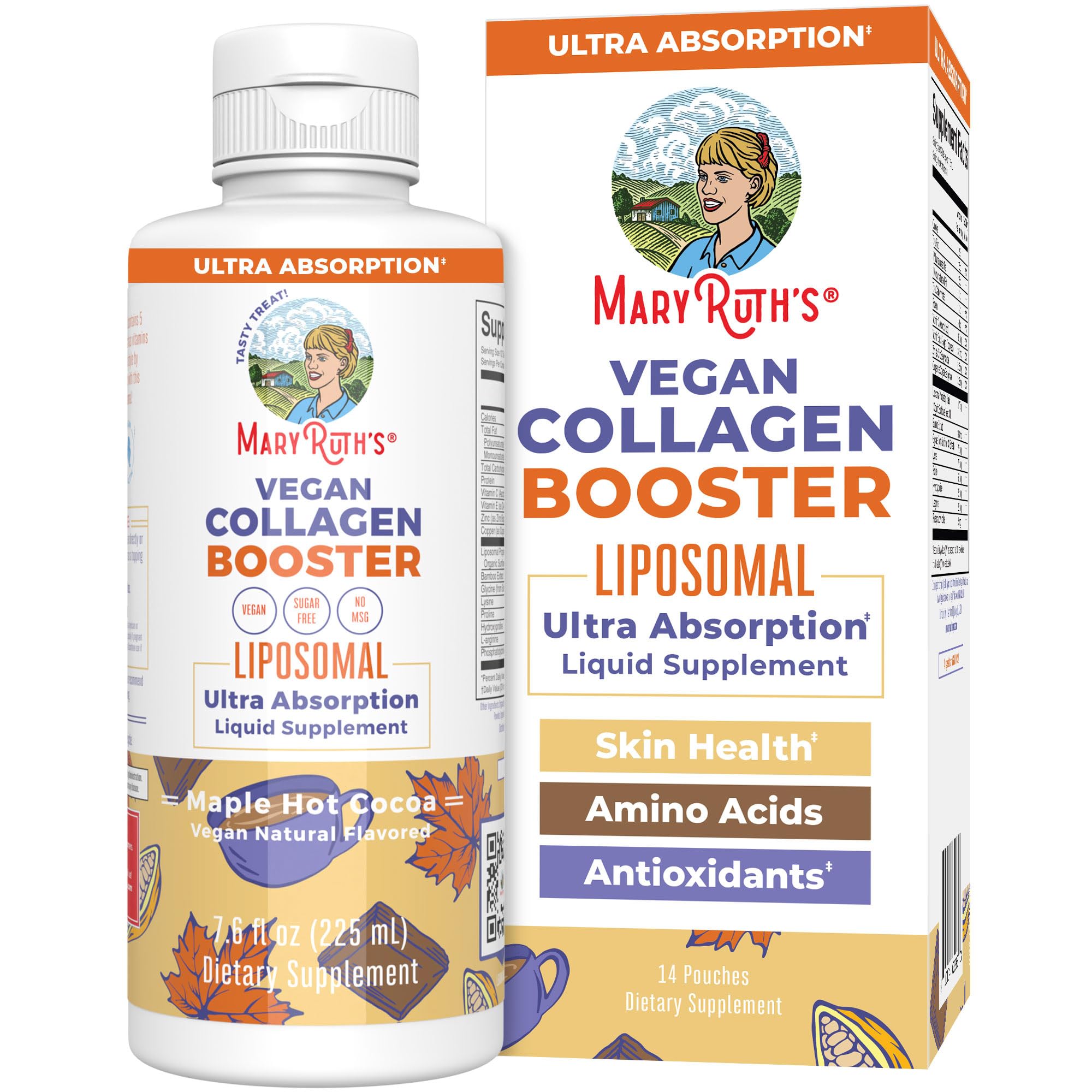MARYRUTH'S front bottle view showing product label and benefits