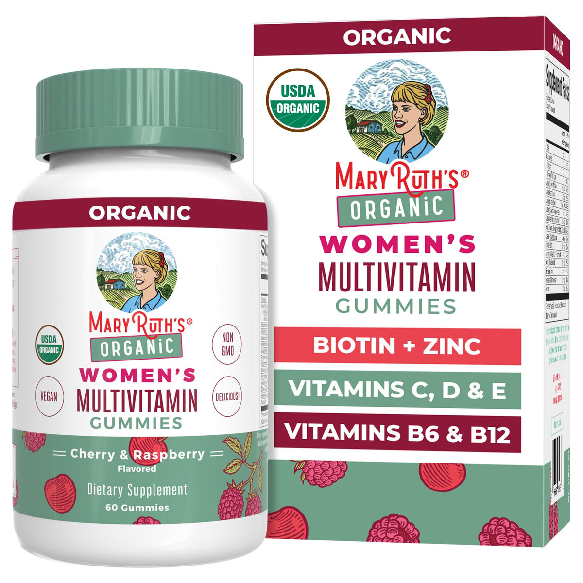 MARYRUTH'S front packaging showing bottle and label benefits