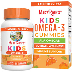 MARYRUTH'S front packaging showing 60-count bottle and orange flavor benefit