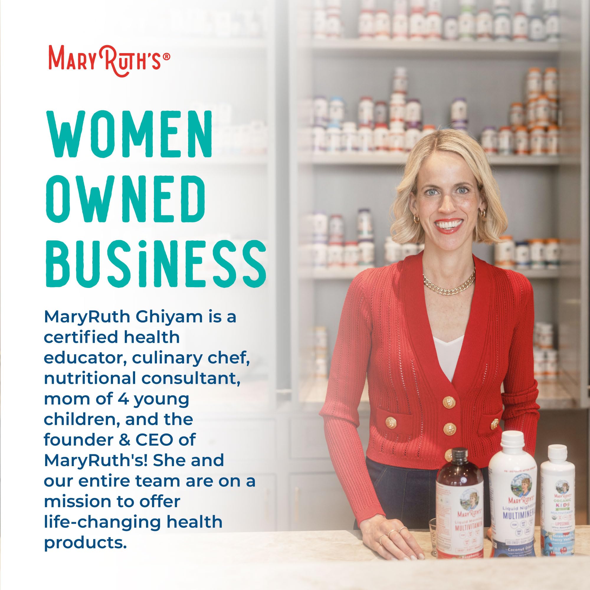 MARYRUTH'S GMP and Clean Label badges highlighting quality and transparency