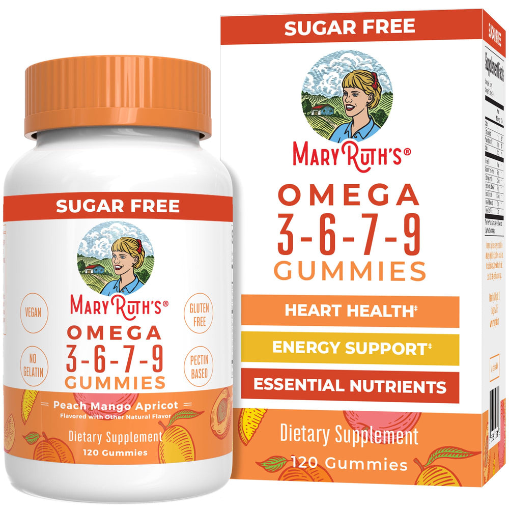 MARYRUTH'S front packaging showcasing vegan omega gummies and clean label benefits