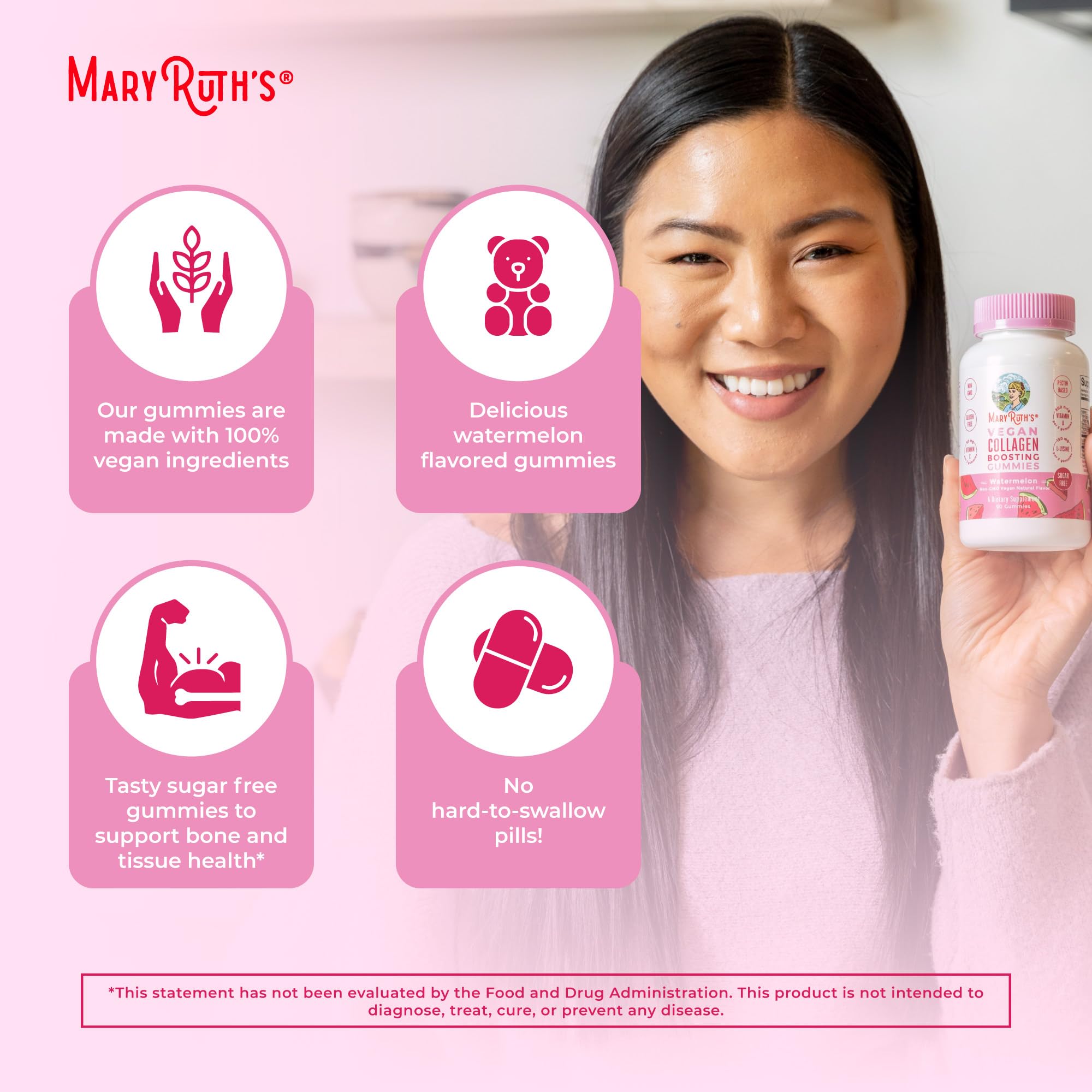 MARYRUTH'S gummies beside fresh amla fruit highlighting botanical hair-support benefit