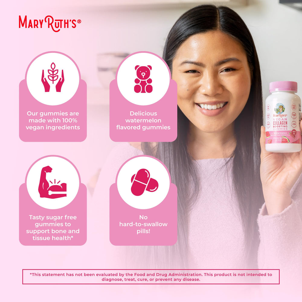 MARYRUTH'S gummies beside fresh amla fruit highlighting botanical hair-support benefit