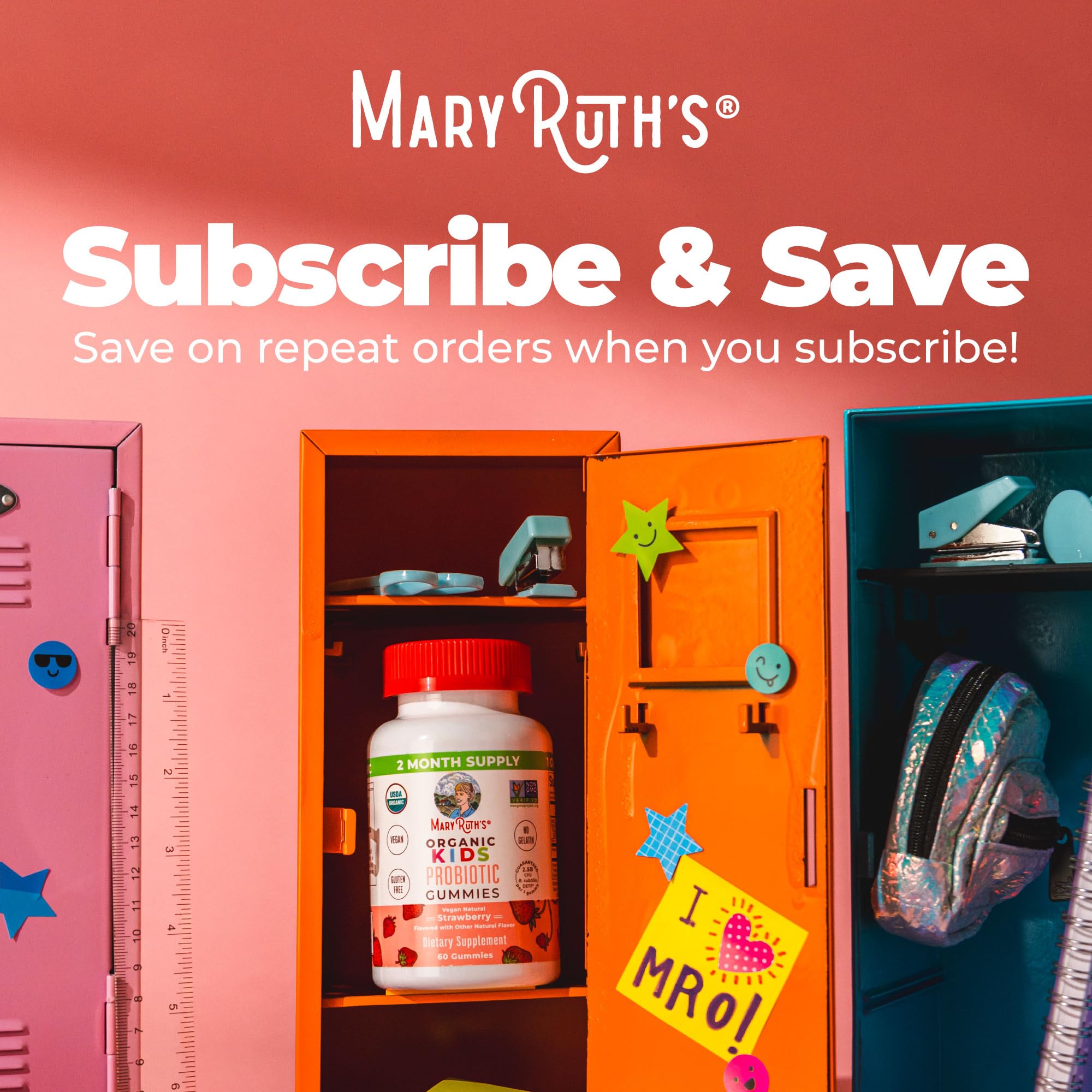 MARYRUTH'S open jar with gummies visible to show quantity and color