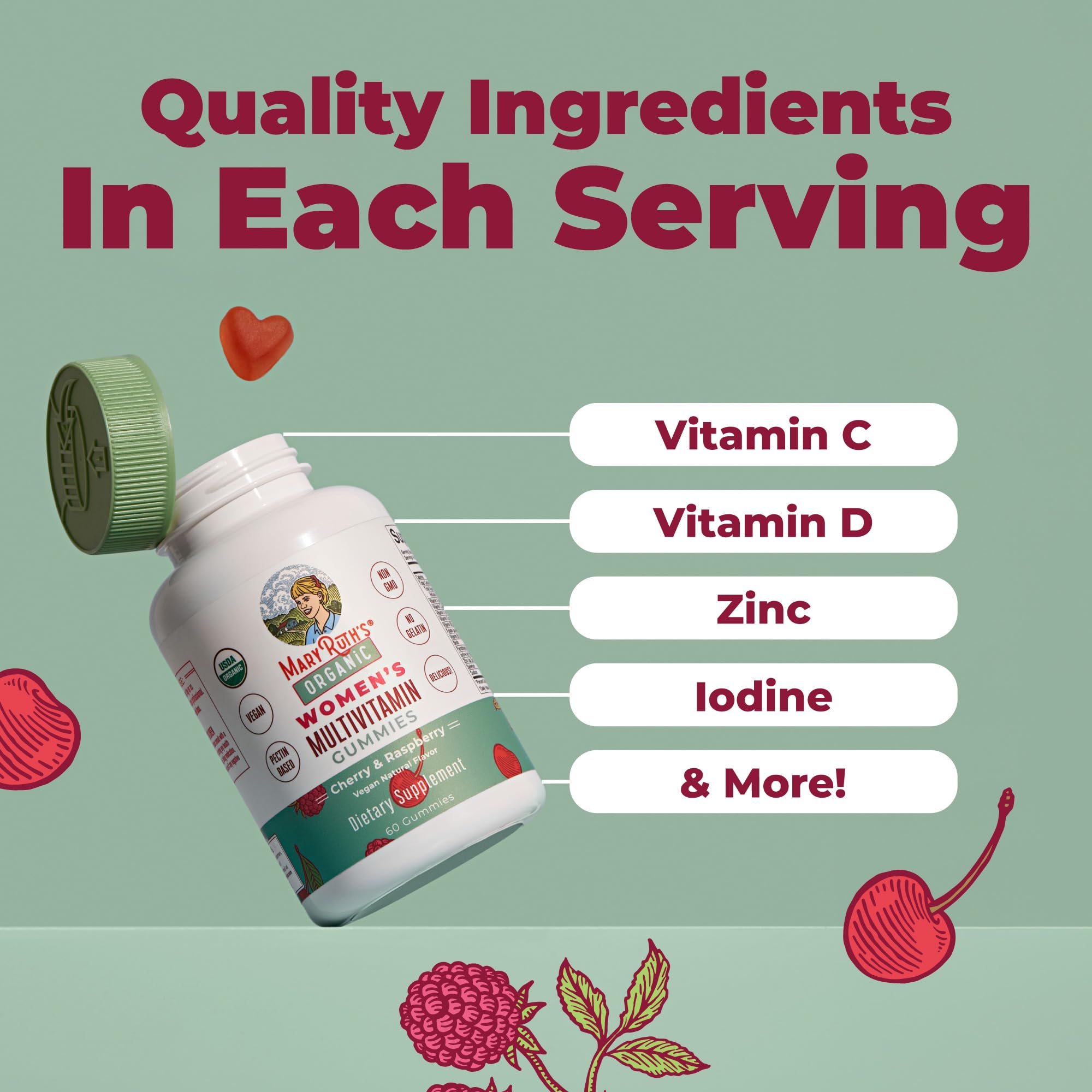 MARYRUTH'S nutrition label close-up showing vitamin blend details