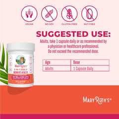 MARYRUTH'S ingredient label close-up listing strains and CFU